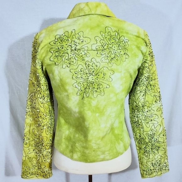 NWT Anage Green Sequin & Pearl Zip Jacket - Picture 5 of 10